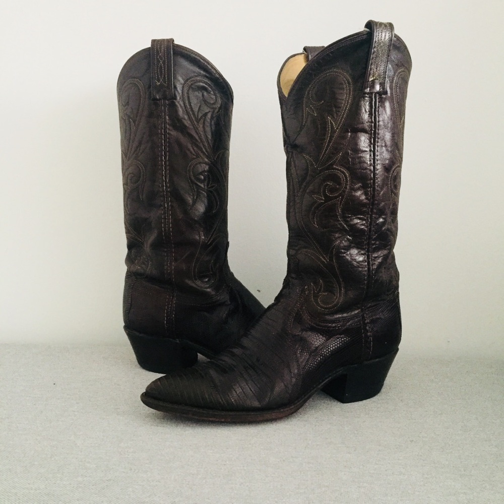Dan Post Brown Mid-Calf Cowboy Boots